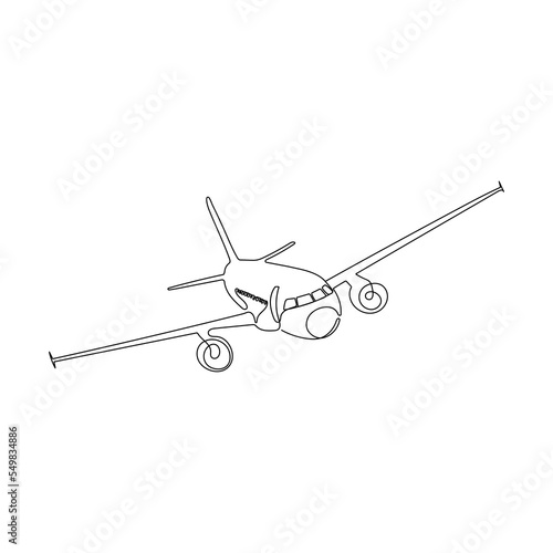 Fototapeta Naklejka Na Ścianę i Meble -  Airplane in one line drawing style. Minimalism hand drawn vector illustration.