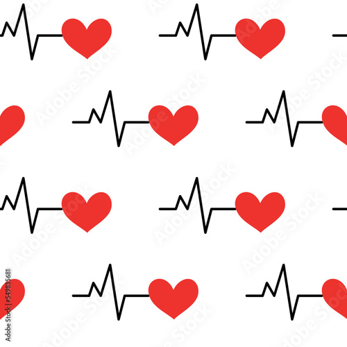 Seamless background with heartbeat symbol. Vector illustration