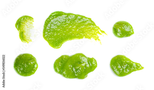 Fotografia Wasabi Smear Isolated, Green Sushi Paste on White Background