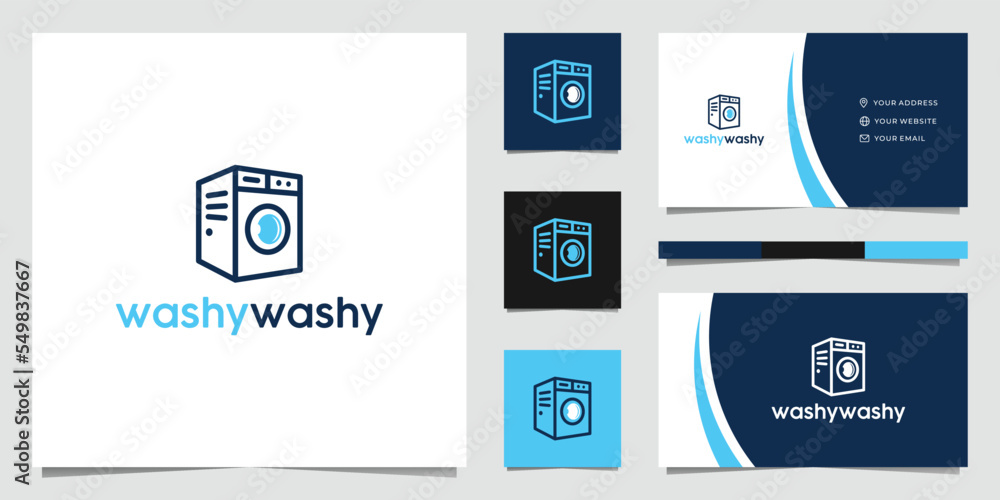 Modern Laundry Washing Machine Logo Design 3 Modern Laundry Washing Machine Logo Design 3