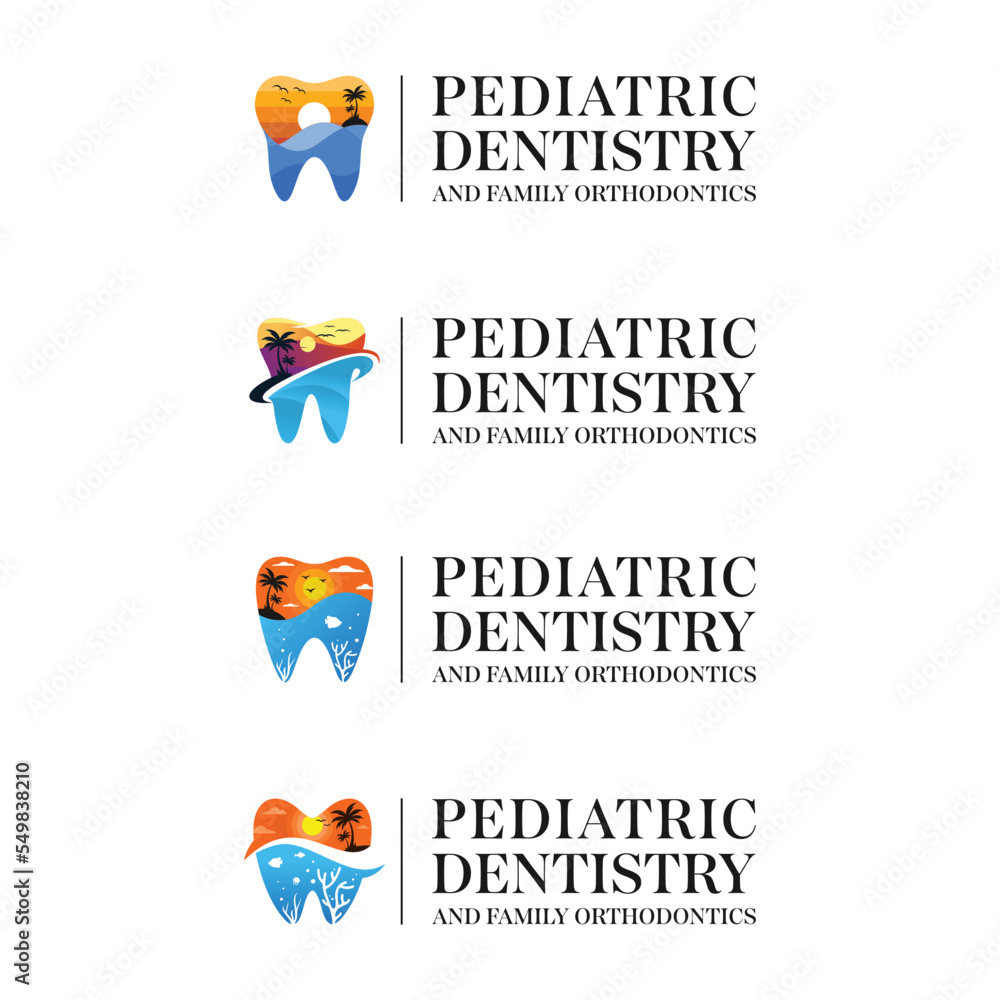 Modern Reef Dentist Logo Design Set