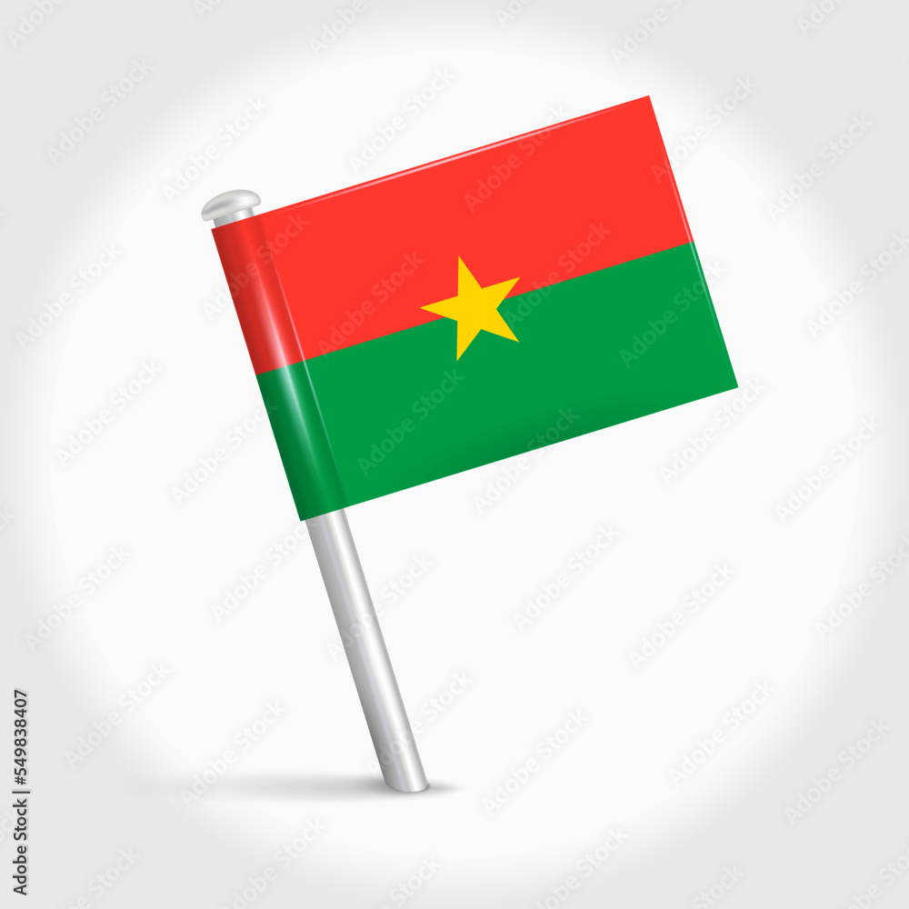 Burkina Faso map pin flag. 3D realistic vector illustration Burkina Faso map pin flag. 3D realistic vector illustration