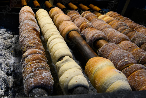 Photography Chimney Cake Trdelník, Trdlo  at Christmas Market, Prague, Czech Republic, tradi