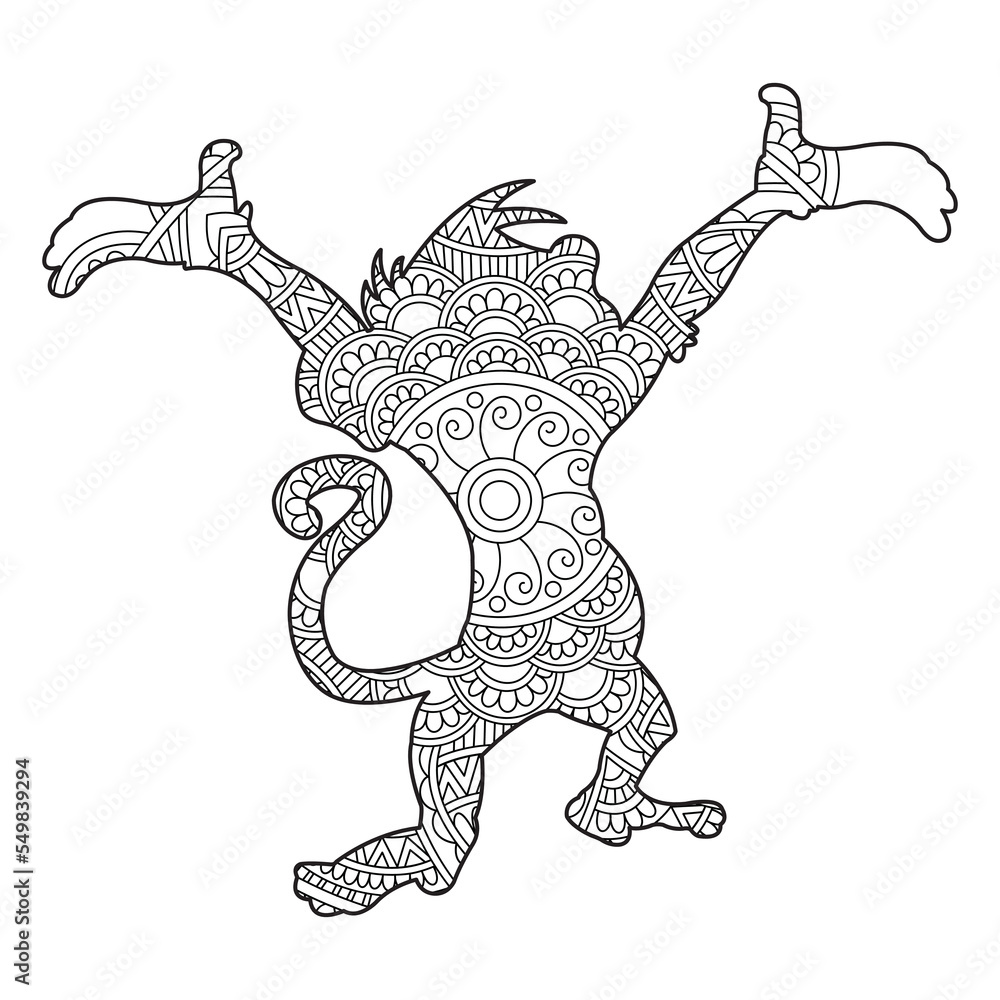  Zentangle monkey mandala coloring page for adults christmas monkey and 