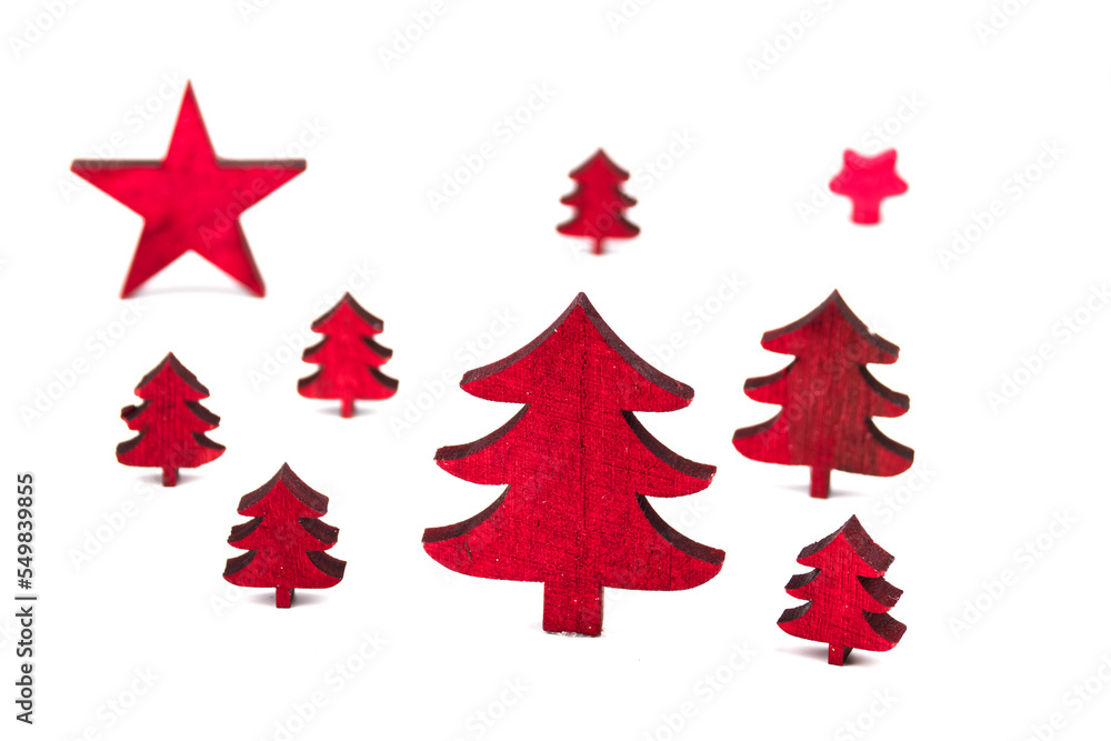 Obraz premium decorative elements for traditional backgrounds as xmas or festive issues isolated on white with real shadows