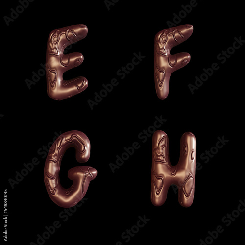 Chocolate swirl bar letters alphabet - letters E-H