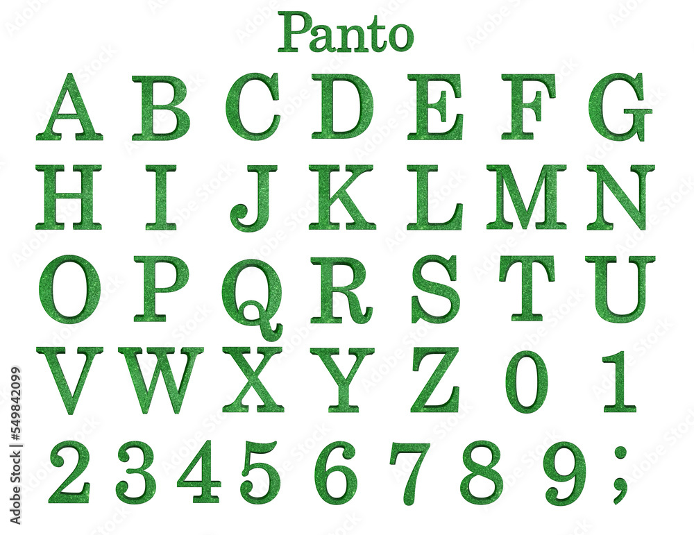 Panto Emerald green sparkling alphabet - 3D Illustration