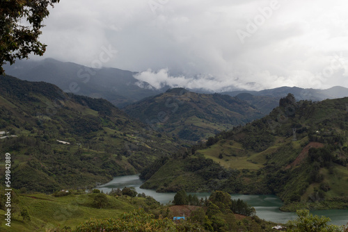 Beautiful cloudy mountains landscape of colombian guavio region 