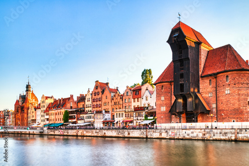 Gdansk Old Town with Calm Motlawa River During a Sunny Day, Poland