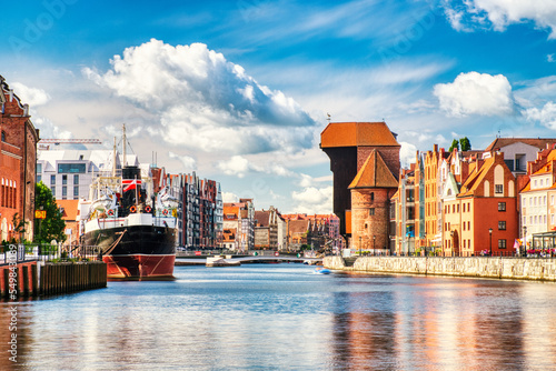 Gdansk Old Town View Over Motlawa River During a Sunny Day photo