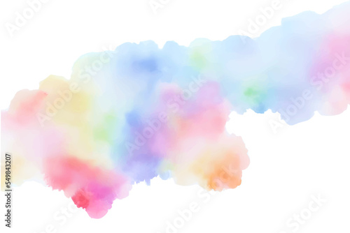 Handmade illustration of colorful pastel watercolor, multicolor abstract splash on white paper background, vector watercolor cloud.