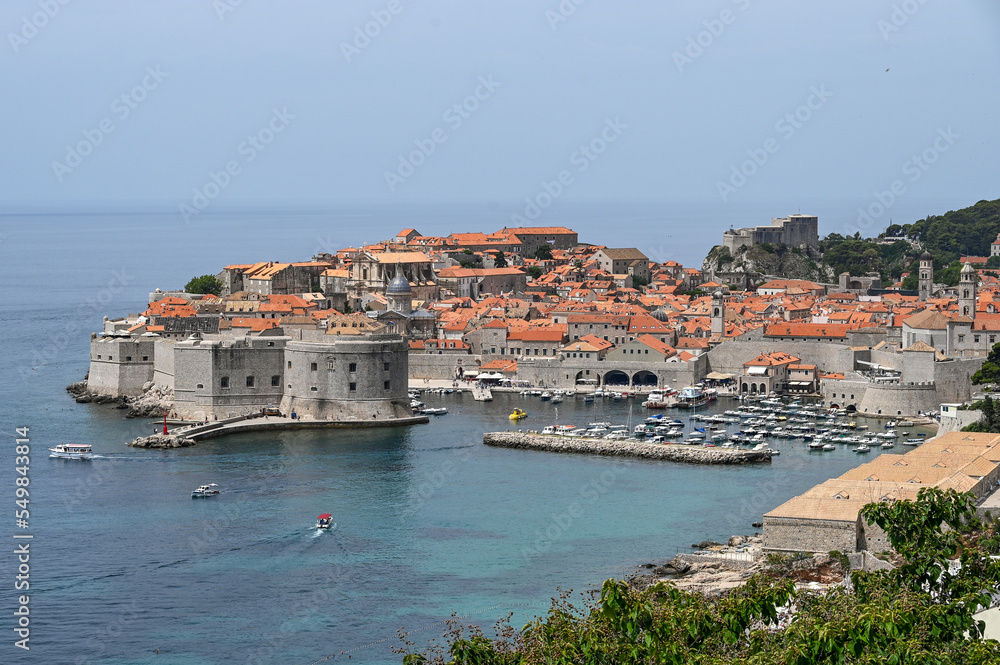 Old town of Dubrovnik seen from the coast
