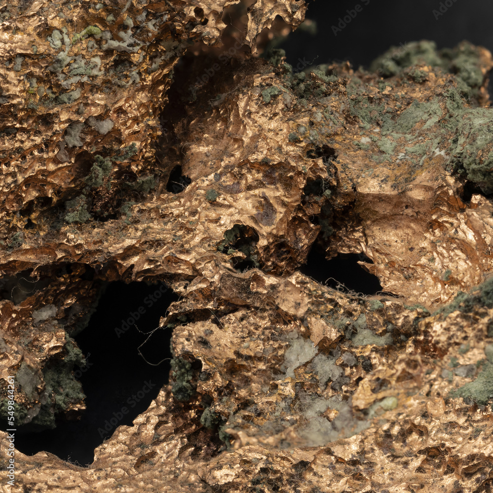 Native copper, metalic mineral. Mineral sample