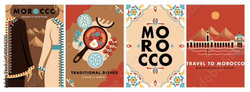 Travel morocco guide posters set