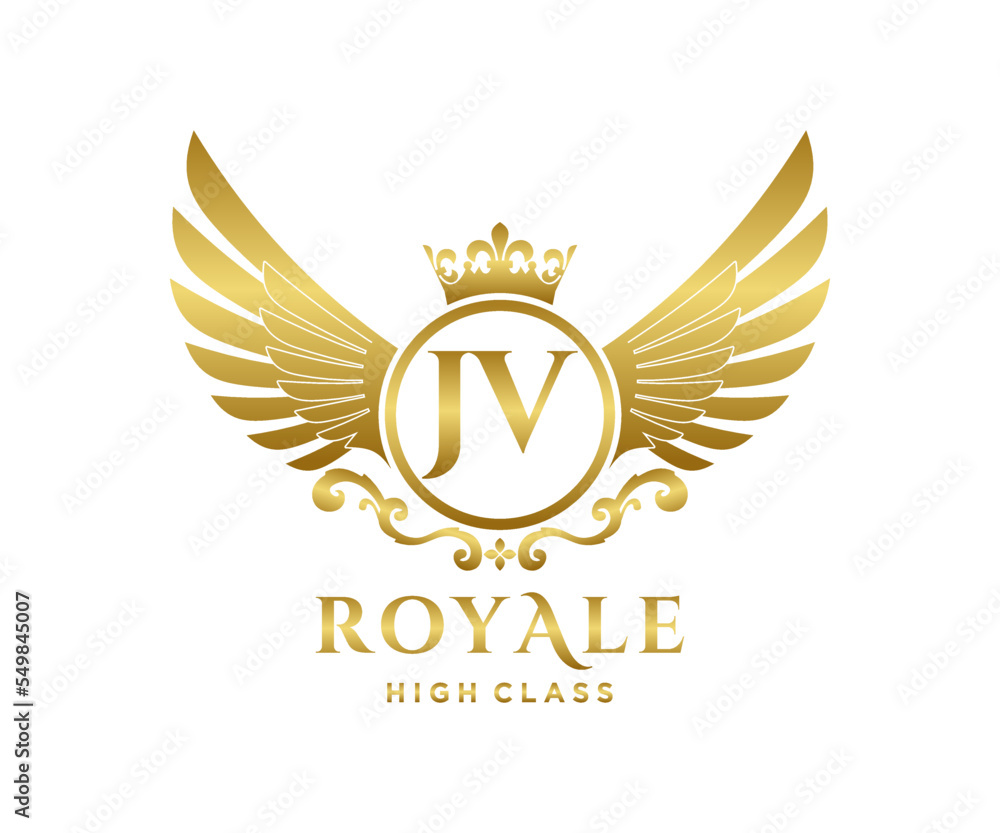 Golden Letter JV template logo Luxury gold letter with crown. Monogram ...