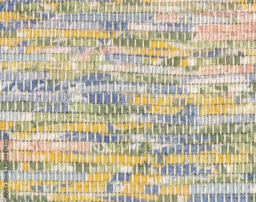 Close up of runner woven with thin rags Close up of runner woven with thin rags