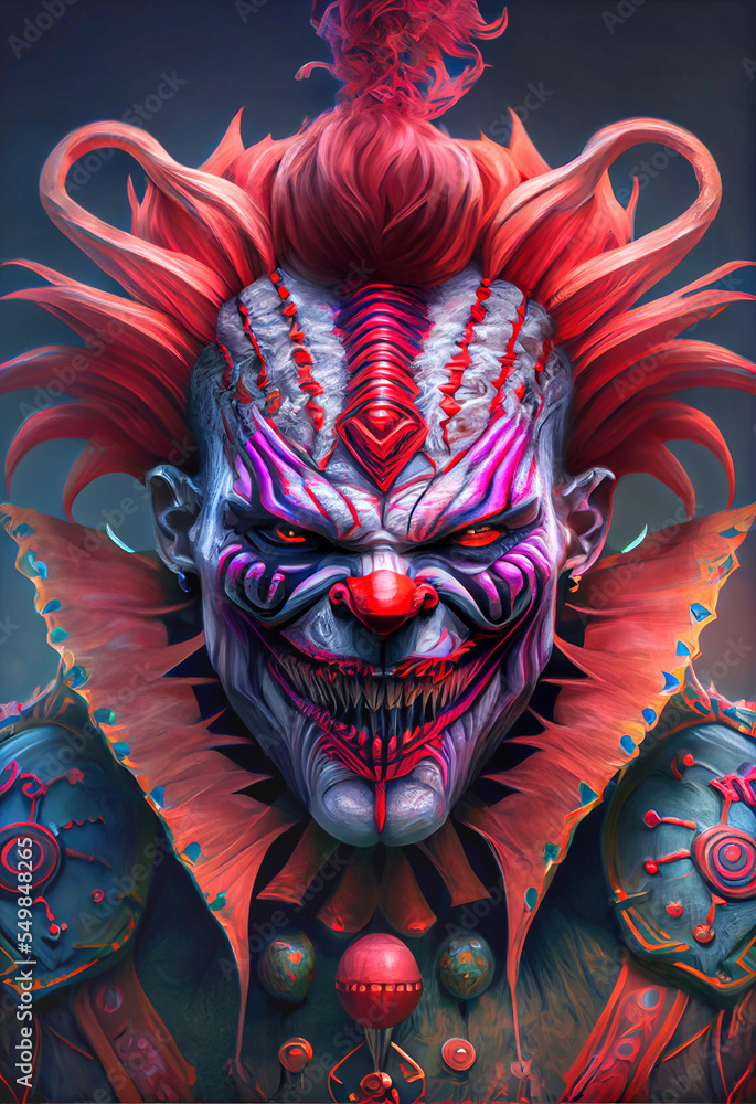Midjourney abstract render of an evil clown