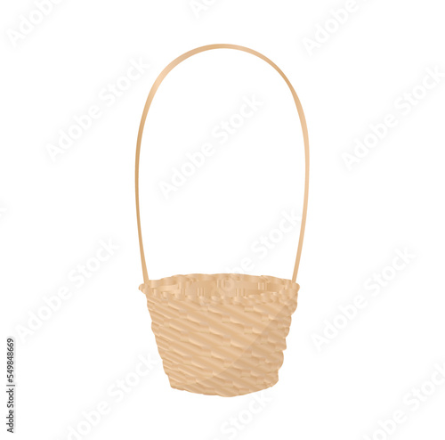 Stylish wicker basket on white background