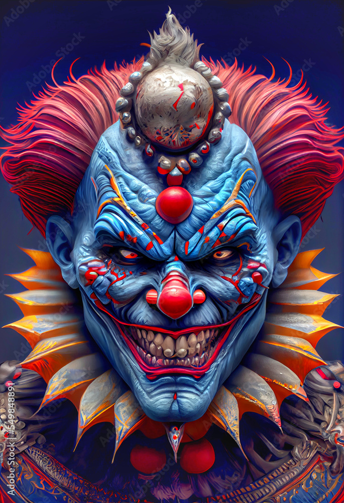 Fototapeta premium Midjourney abstract render of an evil clown
