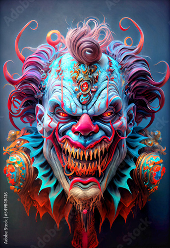 Midjourney abstract render of an evil clown