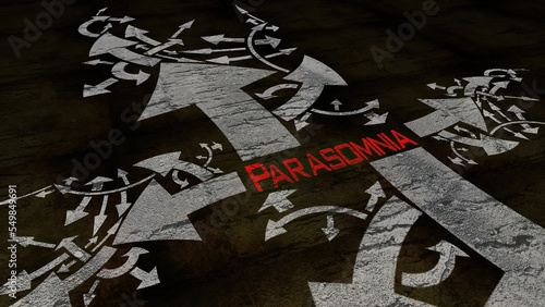 Parasomnia text on a crossroad in different ways of arrows photo