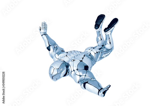 sci fi astronaut cartoon skydiving in a white background top view