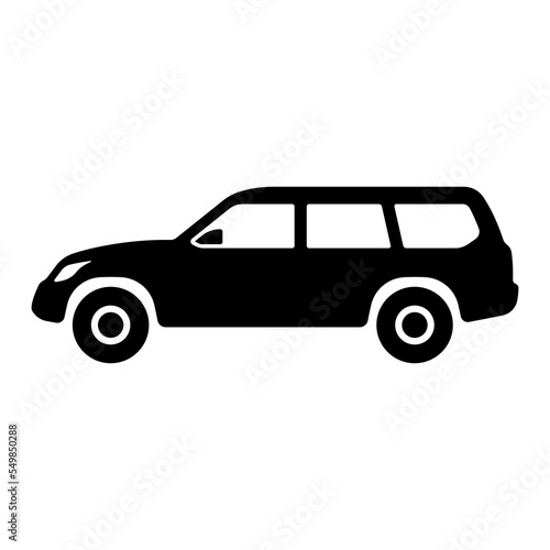 SUV icon. Off-road vehicle. Black silhouette. Side view. Vector simple flat graphic illustration. Isolated object on a white background. Isolate.