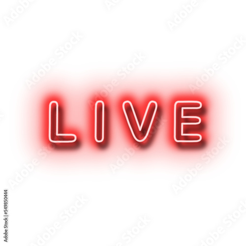 Neon Glowing Sign Lettering Live Icon. Decoration Design Element. Webinar Live Button.