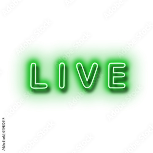 Neon Glowing Sign Lettering Live Icon. Decoration Design Element. Webinar Live Button.
