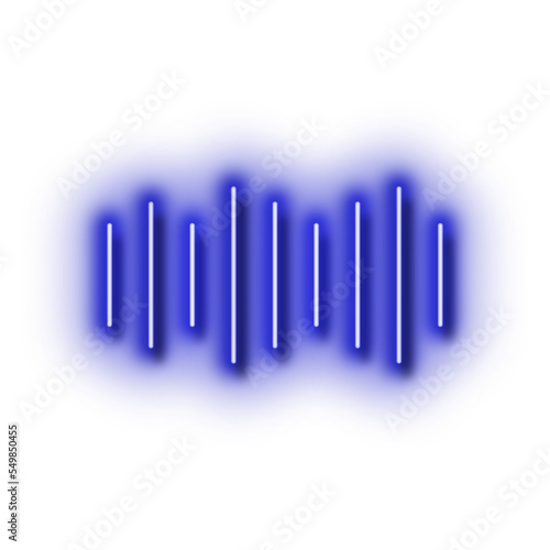 Blue Neon Glowing Music Wave Icon. Decoration Design Element.