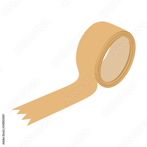 Duct tape, adhesive paper sellotape. Roll of sticky insulating scotch. Flat vector illustration isolated on white background