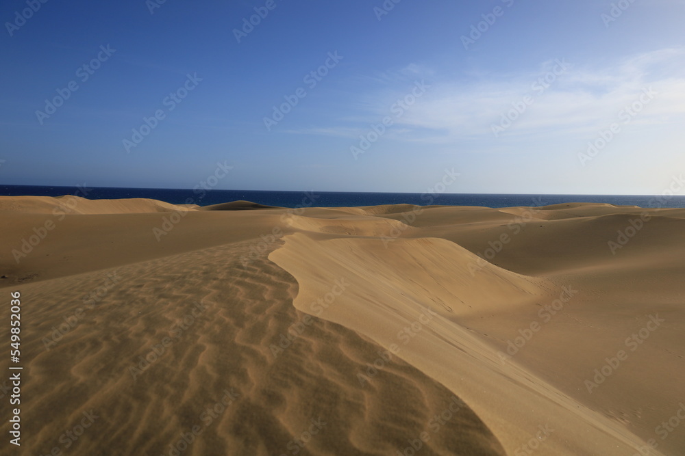 The Maspalomas dunes are sand dunes located on the southern coast of the island of Gran Canaria in the Canary Islands