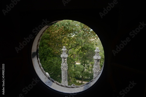 Circumference window in Palace da Regaleira, Sintra, Portugal