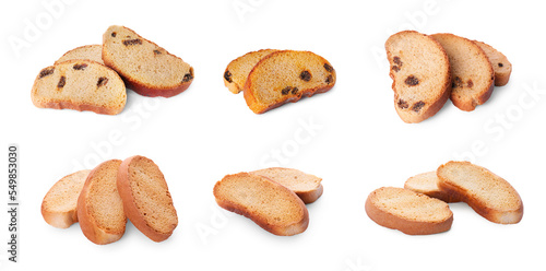 Set with hard chuck crackers on white background. Banner design