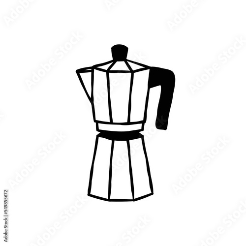 moka pot doodle icon, vector hand drawn illustration