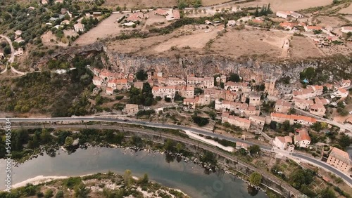 Millau village in the Occitanie region of Southern France. (aerial view)