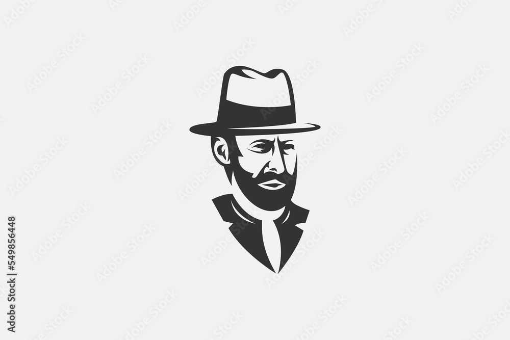 cowboy beard man silhouette logo