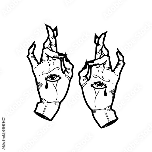 vector illustration of two eyed hands