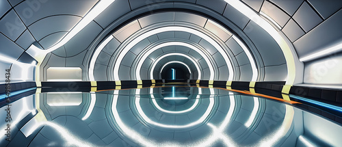 Fototapeta Naklejka Na Ścianę i Meble -  Artistic concept painting of a futuristic space station interior, background illustration.