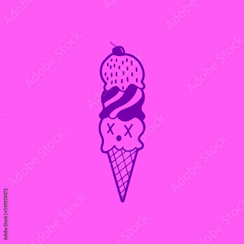 vector illustration of cute ice cream character