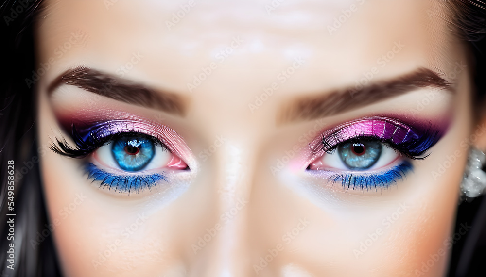 Obraz premium Artistic concept illustration of an closeup blue eye, background illustration.
