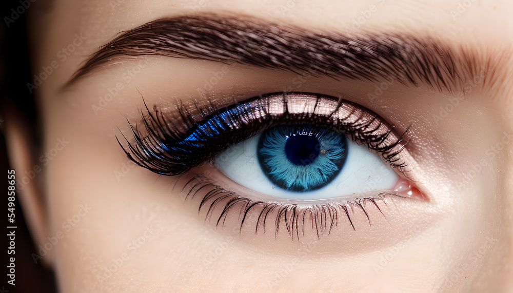 Obraz premium Artistic concept illustration of an closeup blue eye, background illustration.