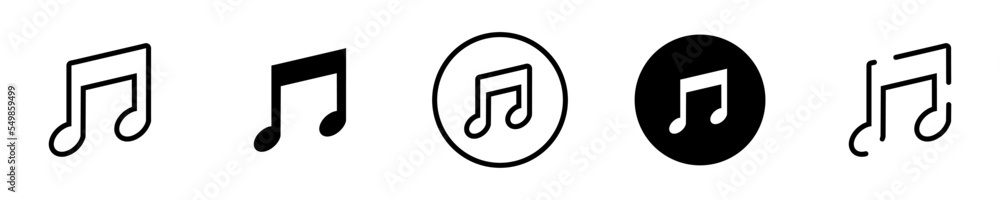 Conjunto de icono de música. Nota musical. Concepto de música, fiesta, celebración, concierto. Nota musical de diferentes estilos. Ilustración vectorial Conjunto de icono de música. Nota musical. Concepto de música, fiesta, celebración, concierto. Nota musical de diferentes estilos. Ilustración vectorial