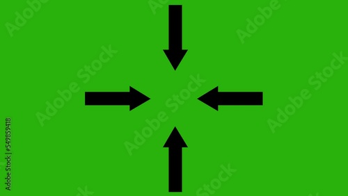 Animation of four arrows indicating a place or destination, on a green chrome key background photo