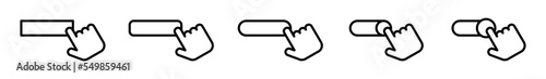 Conjunto de iconos de haga clic en el botón. Barra con clic del dedo de la mano. Hacer clic en el botón web. Ilustración vectorial