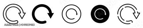 Conjunto de iconos de recargar. Actualizar. Concepto de actualización. Flecha circular de volver a cargar la página de diferentes estilos