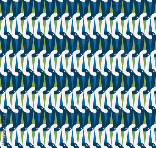 Seamless, Vector Stylized Image of Interlacing Blue and White Loops Forming a Repeating Pattern. Can Be Used in Design and Textiles