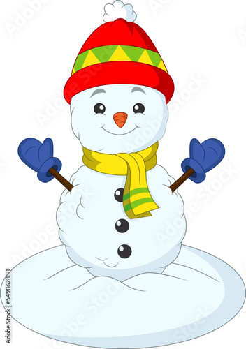 Cartoon snowman on white background