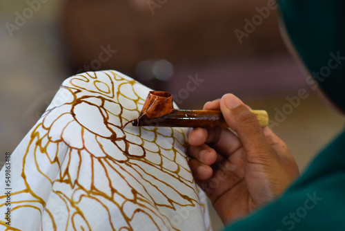 The process of drawing Indonesian BATIK Traditional.