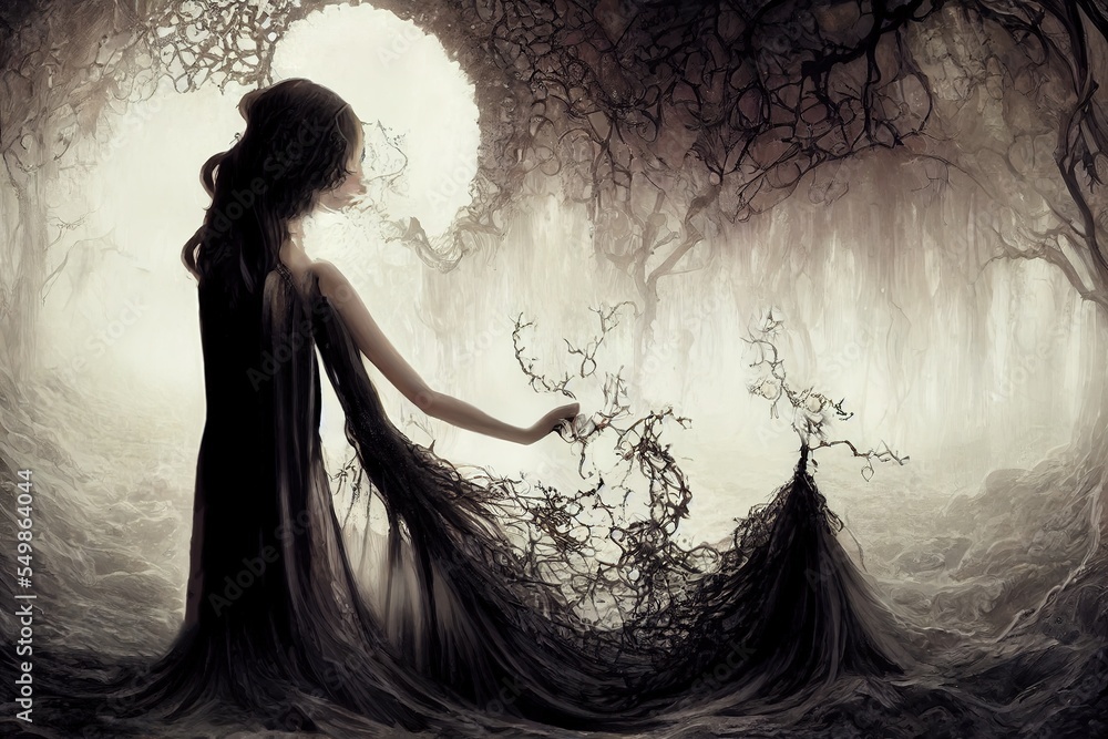 Gothic Princess made from shadow an fog, misty scenery Gothic Princess made from shadow an fog, misty scenery